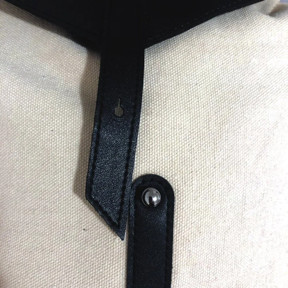 NWOT Deux Lux Black PU Leather White Canvas Backpack